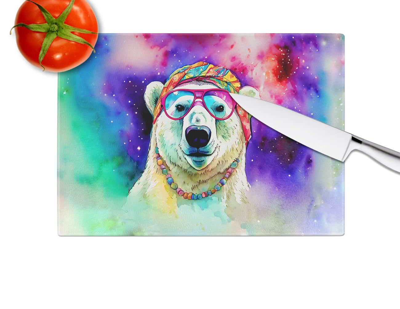 thumbnail image 4 of Carolines Treasures DAC4030LCB 15 x 12 in. Unisex Hippie Animal Polar Bear Glass Cutting Board, 4 of 5