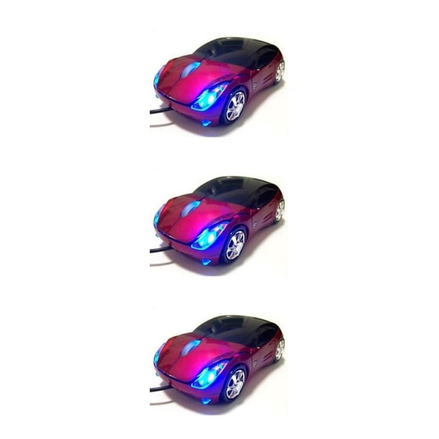 QualitChoice Fast Speed Car Shaped Wired Ergonomic Optical Mouse Replacement Hotel Portable 3 Keys Gaming Computer Mice Accessories Show as Picture 3Set
