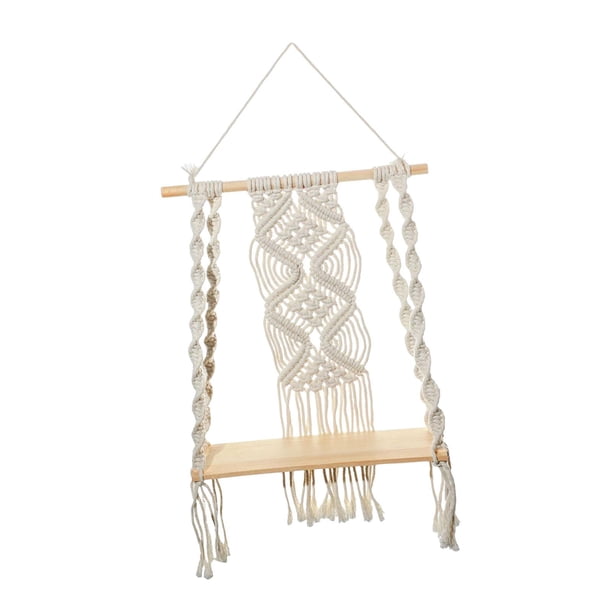 Estante para Colgar en La Pared de Macramé para Accesorios de Sala de Estar de Un Solo Nivel