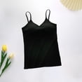 thumbnail image 2 of Women's Sleeveless Undershits V Neck Thin Strap Cami with Built-in Bra Soft Cotton Summer Tank Tops Black S, 2 of 5