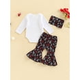 thumbnail image 2 of Canis Newborn Baby Girls Cotton Tops Romper Floral Pants 3Pcs Outfits Set Clothes, 2 of 7