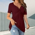 thumbnail image 6 of Women Summer Tops Womens Front Knotted V Neck Blouse T Shirt Short Sleeve Oversized Tunic Tops Summer Solid Pullover Tees Pocket Patch Scrub T Shirt Fancy Shirts Women Button up Long Sleeve M, 6 of 9