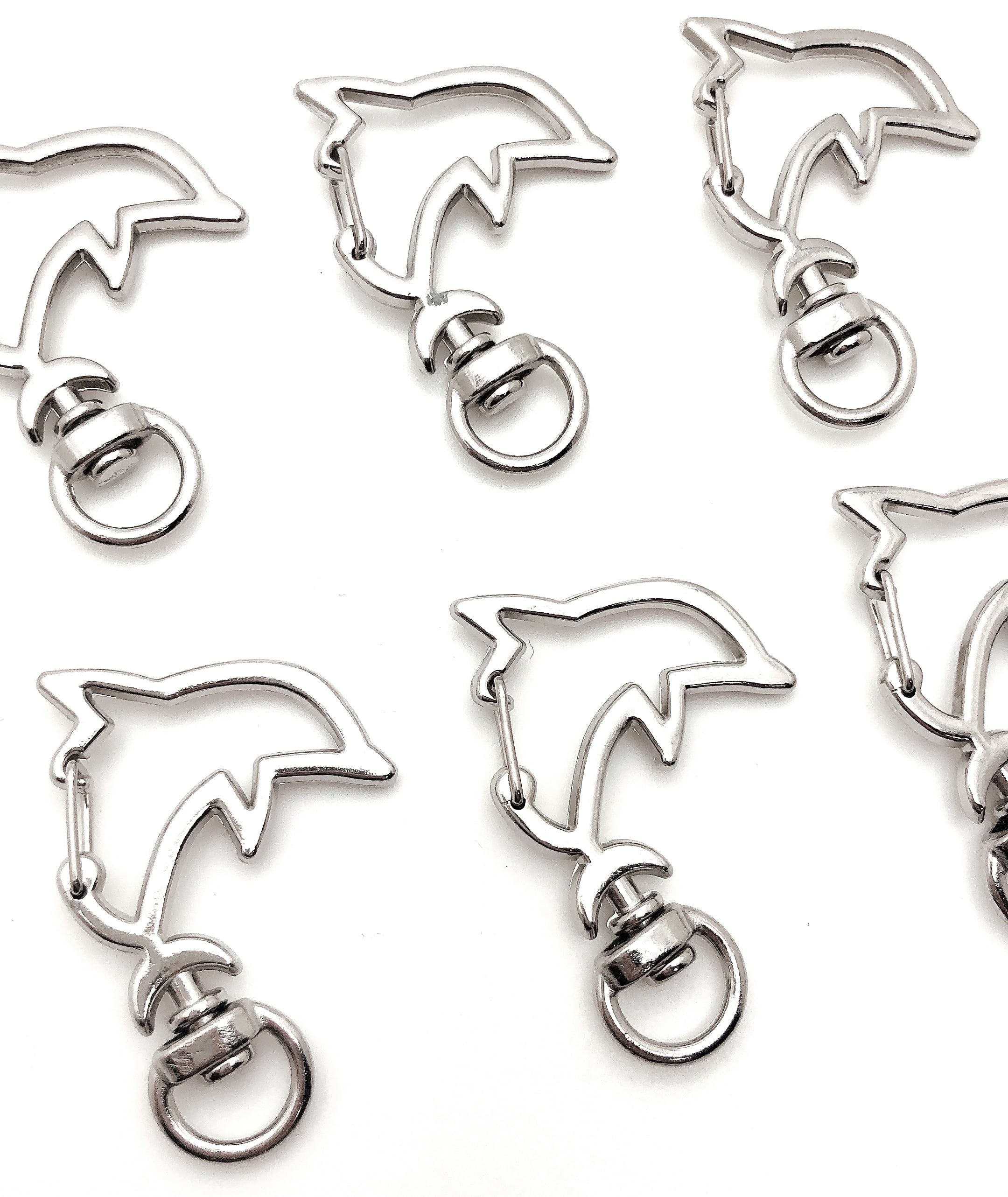 Pack of 100 Metal Dolphin Shaped Spring Snap Keychain Clip Hanging Buckle Key Ring DIY Craft Key Chains Accessories