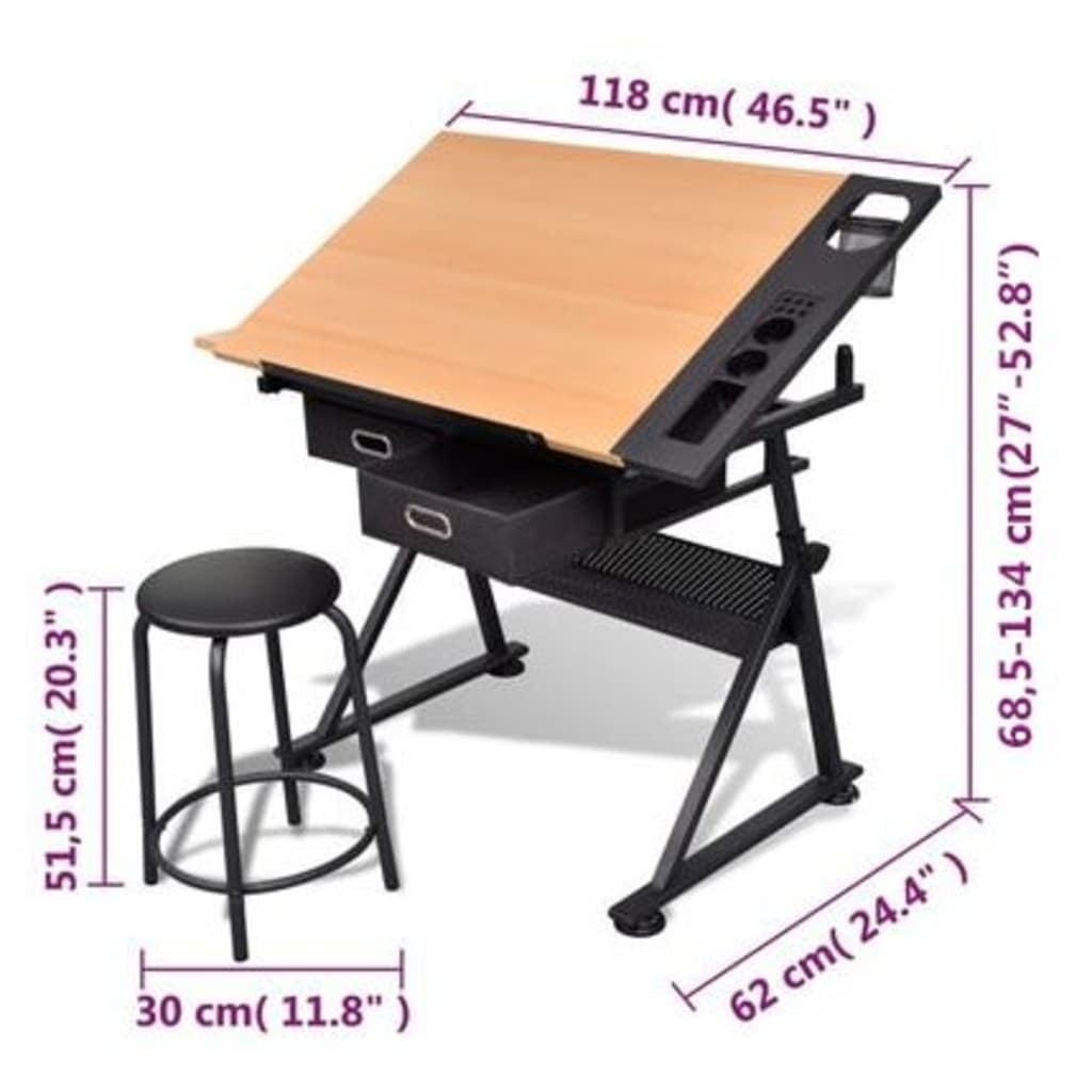 Lowestbes Computer Desk, Adjustable Drawing Station Desk w/Stool for Reading, Writing Art Craft Work Station Lowestbes Computer Desk, Adjustable Drawing Station Desk w/Stool for Reading, Writing Art Craft Work Station