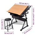 thumbnail image 4 of Deux Tiroirs Table à Dessin Inclinable avec Tabouret, 4 of 5