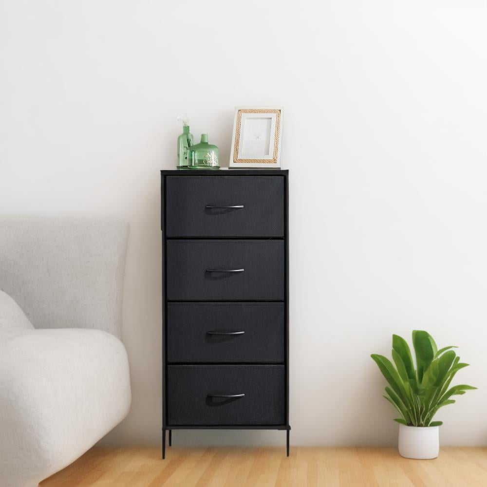 Gianna Fabric Dressers Cabinet with 4 Drawers, Chest of Drawers for Living Room, Bedroom, Black