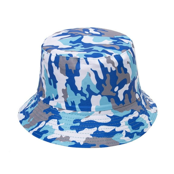 IDALL Bucket Hats Visor Hats Universal Sun Protection Outdoor Camouflage Fisherman's Hat Basin Cap Bucket Hat Hats for Women Summer Hats Light Blue One Size