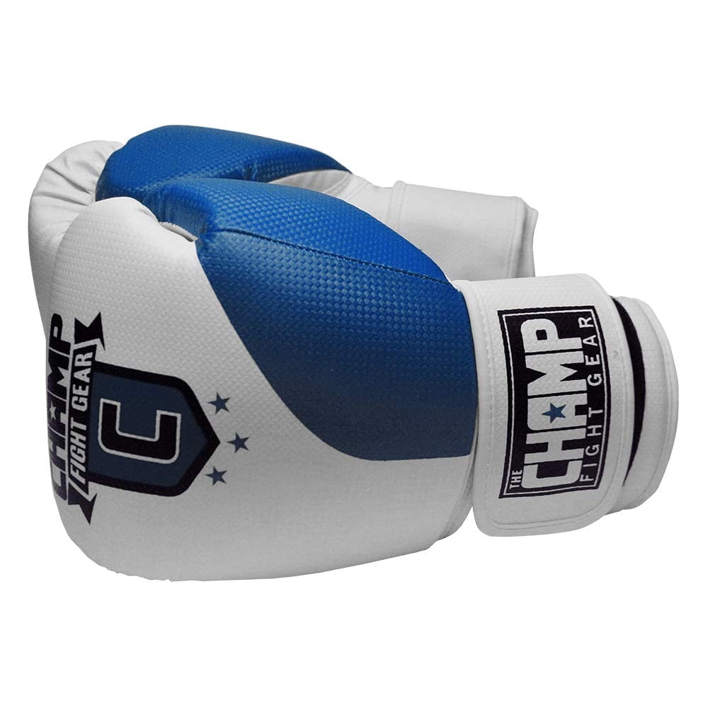 The Champ Fight Gear Alpha Series Boxing Gloves with Wrist Support for Boxing Kickboxing Muay Thai Training or Sparring Punching Bag Mitts,Black/White, 8Oz