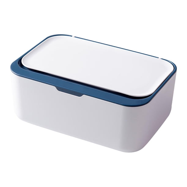 Dispensador de Toallitas de Baño Azul, Junta de Silicona, Capacidad para 80 Toallitas, Tapa Extraíble, Estuche de Plástico Rellenable para Toallitas Húmedas,Toallas, Cocina,Hogar