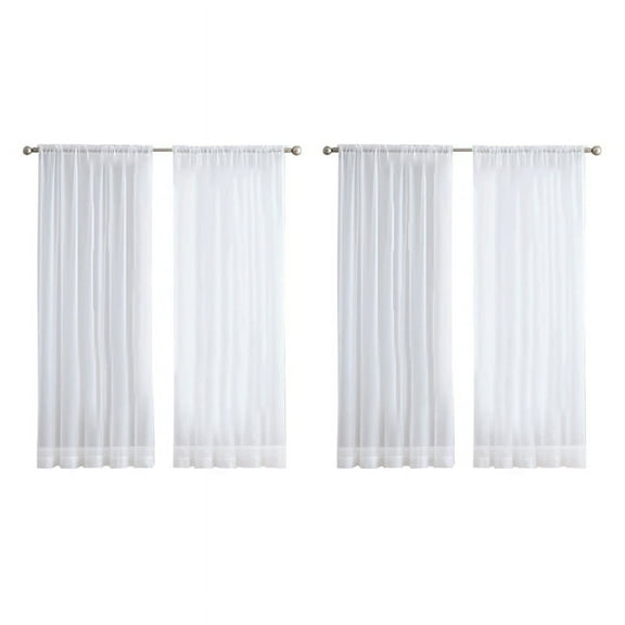 4Pcs Super Soft Great Hand Feeling White Tulle Curtains for Living Room Modern Veil Chiffon Solid Sheer Voile