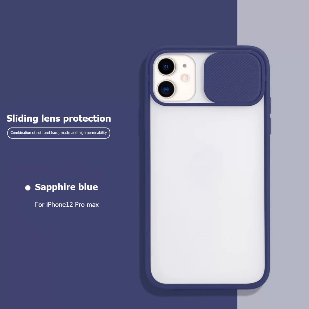 Angelbee For Iphone 12 Pro Max Case Cover With Slide Camera Lens Protector Blue Walmart Com