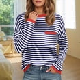 thumbnail image 2 of sususu Long Sleeve Crop Tops for Women Plus Size Crewneck Layer Slim Fit Y2k Tops Dressy Striped Blouses for Women Basic T Shirt Top Ladies Solid Blouse Tops Streetwear, 2 of 5