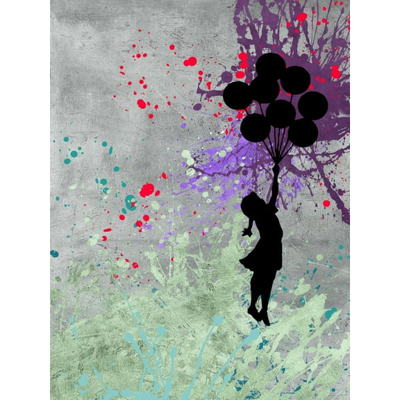 Art.com Flying Balloon Girl Giclee Print by Banksy, 12" x 16"