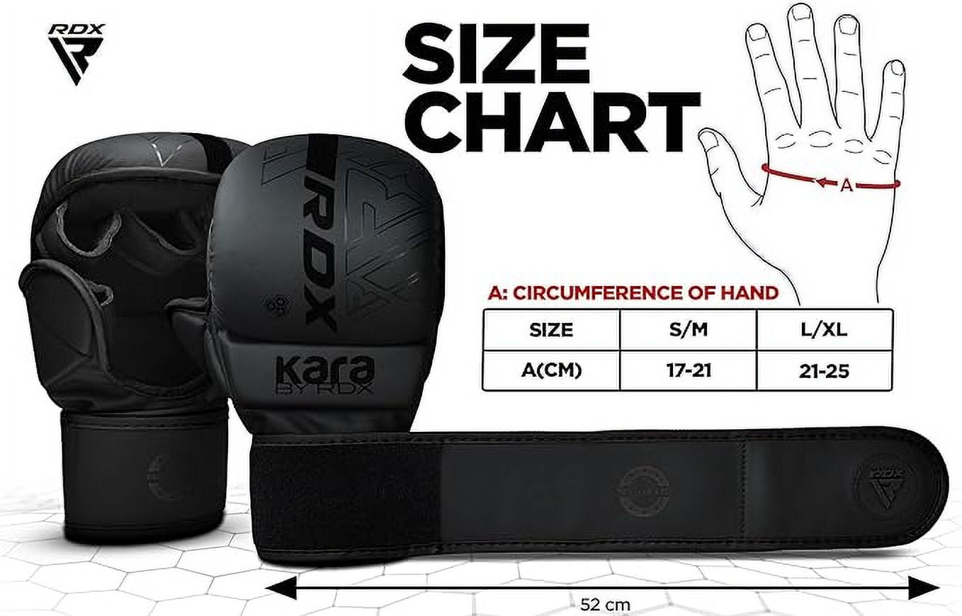 RDX MMA Boxing Gloves Grappling-Training Kickboxing Fighting Muay Thai, Leather Sparring Mitts, Matte Black, S/M