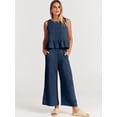 thumbnail image 3 of EASYBRAUS Women Sleeveless Pleated Vest and Cropped Wide Leg Pants Set Summer 2025 Casual Outfit S-3XL, 3 of 8