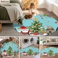 thumbnail image 5 of Round Rugs 5 Ft, Teal Christmas Non Slip Area Rugs for Kitchen Bedroom Entryway, Gnomes Xmas Tree Snowflake Winter Gifts Washable Carpet Runner Rug Floor Mats for Bedroom Home Decor, 5 of 9