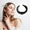 thumbnail image 7 of Unique Bargains 1 Pc Bling Twisted Faux Pearl Velvet Headband Headwear Hairband for Women 1.2 Inch Wide Black, 7 of 7