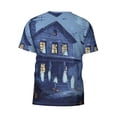 thumbnail image 6 of Halloween Mens T-Shirts, Halloween Cartoon Ghost Castle Short Sleeve Crew Neck Soft T Shirts for Man Halloween Party Costume, 6 of 7