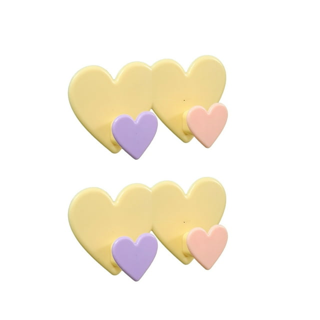 Bdday Towel Storage 2 Heart Shaped Multifunctional Hooks for Storing Clothes and Hats In The Kitchen with Seamless Adhesive Hooks and Double Hooks Purse Hook for Car