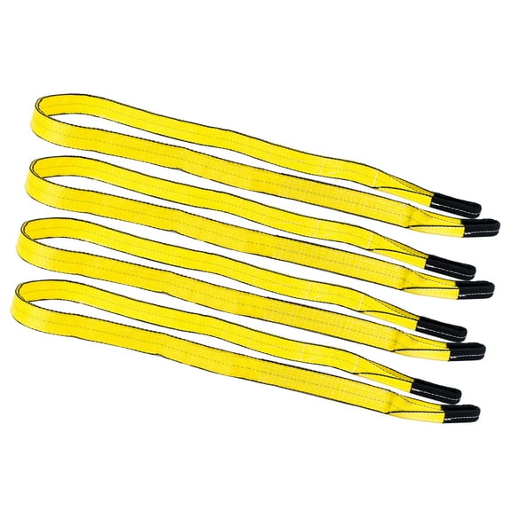 (4 Pack) 1"x6 ft Web Lifting Sling - 3200 LBS WLL Vertical - Polyester Heavy Duty Tow Lift Straps - Flat Eye & Eye 2-Ply - Choker (2500 # WLL) & Basket (6400 # WLL) Capacity