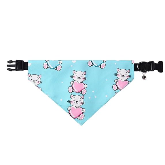 Pet Triangle Scarf - Creative Pattern - Mini Bells Design - Breathable Polyester - Cat Cartoon Print Saliva Towel - Pet Accessories