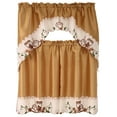 thumbnail image 2 of Cappuccino Embroidery Design Kitchen Curtain with Swag and Tier Set 36 inch Coffee Color, 2 of 6