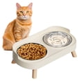 thumbnail image 1 of Cuenco elevado para gatos HIAIEVIY a prueba de salpicaduras con 2 piezas de acero inoxidable, 1 of 8