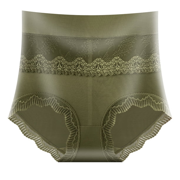 Puntoco Ropa interior para mujer, calzoncillos de color liso para mujer, calzoncillos cómodos con ventilación y encaje, calzoncillos abdominales de cintura alta