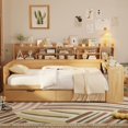 thumbnail image 4 of Full Size Wooden Daybed, with Storage Shelves + Two Storage Drawers + Study Desk, Multi-Functional Bed for Bedroom Space-Saving, 4 of 10