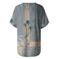 thumbnail image 5 of WXLWZYWL Women's Loose Tops Crewneck Print Tees Short Sleeve T Shirt Blouse Loose Tops Gray, 5 of 5