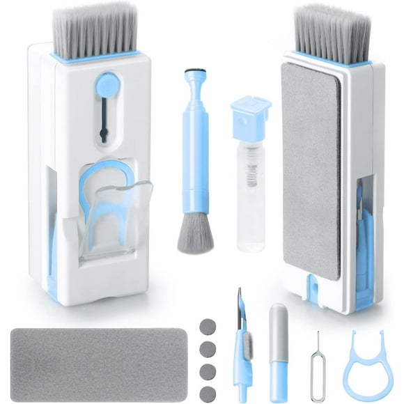 1 Set Keyboard Cleaning Kit, Blue, 11 in 1 Multifunctional PC Keyboard Cleaner, Keyboard Cleaner Tool Brush, for Tablet, Phones, Computer, Headphones