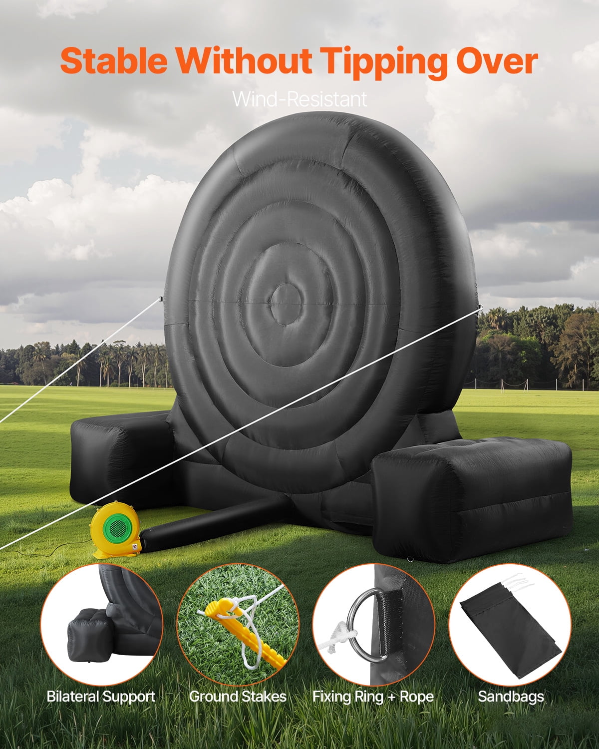 VEVOR Inflatable Soccer Dart Board, over 8 ft High Giant Soccer Dart Board with 9 Kick Balls & Air Pump, 2-Minutes Setup & Storage Bag for Easy Carrying, for Giant Yard Games, Giant Kick Darts Game