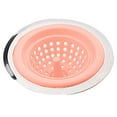 thumbnail image 1 of 2 Pack Kitchen Sink Strainer Flexible Silicone Sink Stopper with Stainless Steel Edge 4.5'' Diameter Rim Sink Drainers Traps Food Debris and Prevents Clogs for Kitchen Sink Pink, 1 of 9
