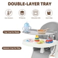 thumbnail image 3 of AILEEKISS Foldable High Chair for Baby, Toddler Eating Chair with Detachable Double Trays, Natural Grey, 3 of 11