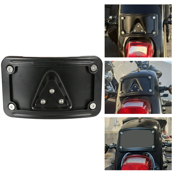 Kojem 3148 Curved Laydown License Plate Mount with Frame Harley License Plate Mount Number Black