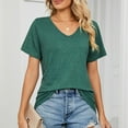 thumbnail image 2 of USSUMA Workout Tops for Women Women's Fashion Casual Solid Color Buttons Comfortable Short Sleeve Sweatshirt Tops Blouse Casual Clearance Sale Army Green Polyeste L, 2 of 7