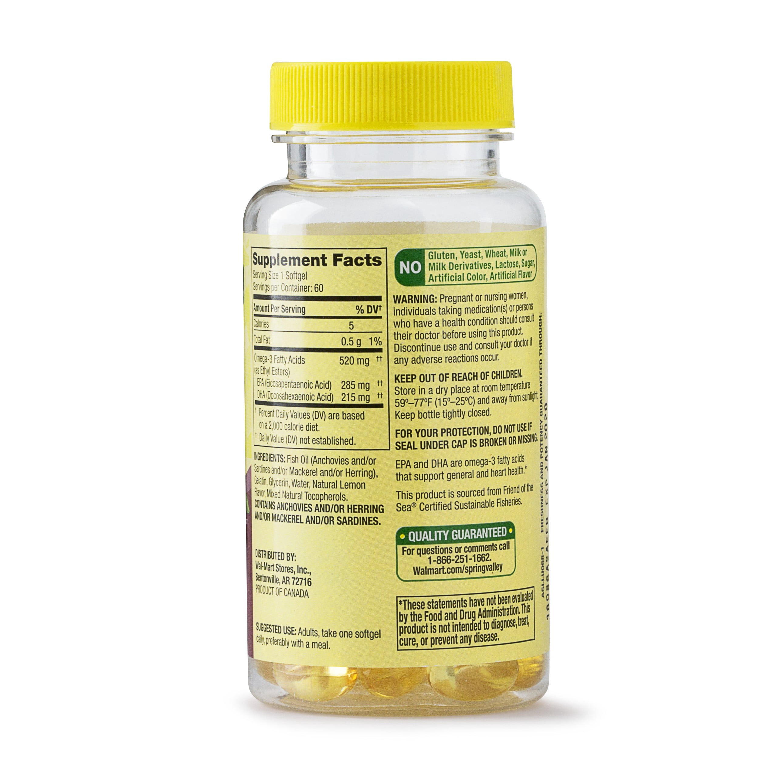 Spring Valley Omega-3 from Fish Oil Mini Softgels, Daily Maintenance, 520 Mg, 60 Ct