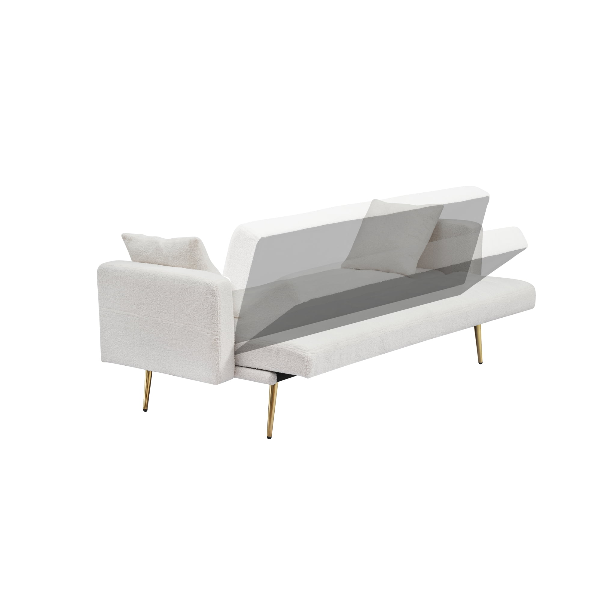 71" W Teddy Convertible Futon Sofa Bed,Modern Upholstered Loveseat Sofa Couch for Living Room,Small Space,Beige