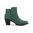 thumbnail image 3 of BLISSFUL STEP Women's Shoes Round Toe Stacked Block Heel Zipper Ankle Boots Green 9, 3 of 7