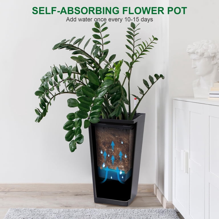 2 Pcs Tall Planters 23",Large Planters for Indoor Outdoor Plants with  Drainage HolesWater Level MonitorInner Bucket,High Front Porch Planter  Pots with Automatic Watering - Walmart.com