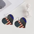 thumbnail image 5 of Heart Shaped Leather Earrings America Thin Blue Line Flag Leather Earrings Jewelry Gifts For Women, 5 of 6