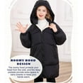 thumbnail image 5 of Aideaone Girls Winter Coats Hooded Puffer Jackets Medium Length Down-like Cotton Coats Snow Outwear 5-12Y, 5 of 9