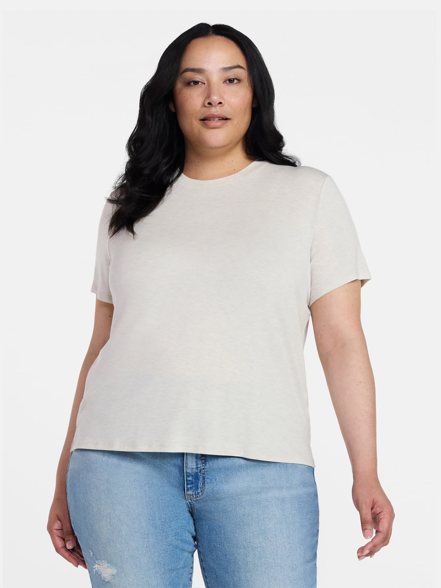 Time and Tru Women's Boxy Tee with Short Sleeves, Sizes XS-XXXL
