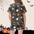 thumbnail image 4 of BOOMNY Halloween Girls 2 Peice Pajamas Sets Hallowmas Pumpkin Ghost Graphic Short Sleeve Buttons Sleepwear Tops Shorts Pjs Set for Kids Cozy Loungewear Homewear, 4 of 5