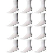 SOCKS'NBULK Children & Kids Wholesale Bulk Sports Crew, Athletic Case Pack Socks, (12 Pairs White, Kids 6-8 (Shoe size 4-7.5))