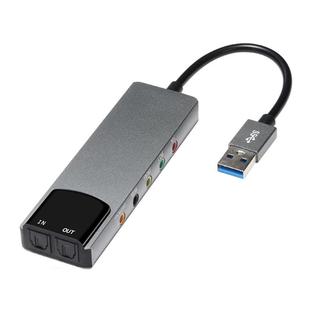Adaptador Tarjeta audio USB Convertidor externo Aleación aluminio AC-3 DTS 7.1 5.1 canales SPDIF óptico para computadora portátil escritorio