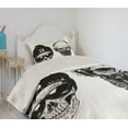 thumbnail image 2 of Ambesonne Black White Quilted Coverlet 2 Pcs, Funny Skull Band, Twin Size, Black White, 2 of 5