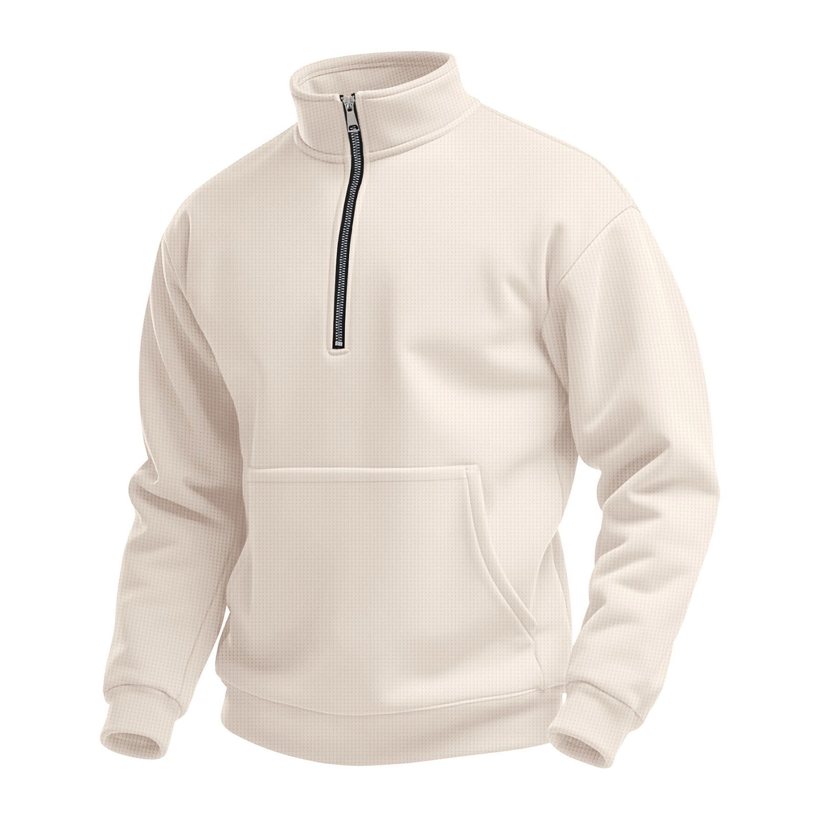 Jalioing Sweatshirts for Men Fashion Solid Half Zip Mock Neck Long