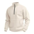 thumbnail image 2 of BXINGOHAI Men's 1/4 Zip Pullover Sweatshirts Waffle Soft Sweatshirts with Pockets for Running Athletic Workout Golf with Pockets Today Sales Khaki,L, 2 of 6