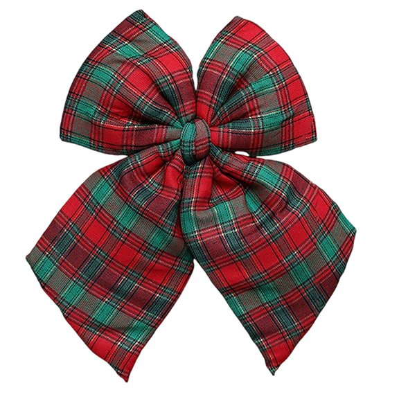 Christmas Bows for Decorations, Elegant Checkered Plaid Ribbon Bow Hanging Ornament for Wreaths, Xmas Tree Garland, DIY Crafts, Wedding Gift, and Indoor Outdoor Holiday Home Decor